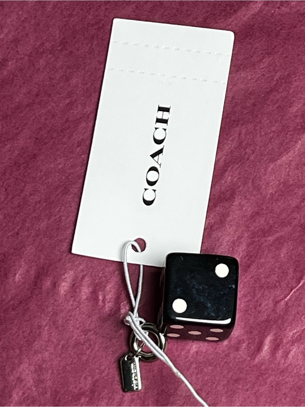 Coach NWT Dice Charm w/ dustbag & choice of chain